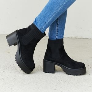 Strive For More Chunky Sole Sock Booties in Black